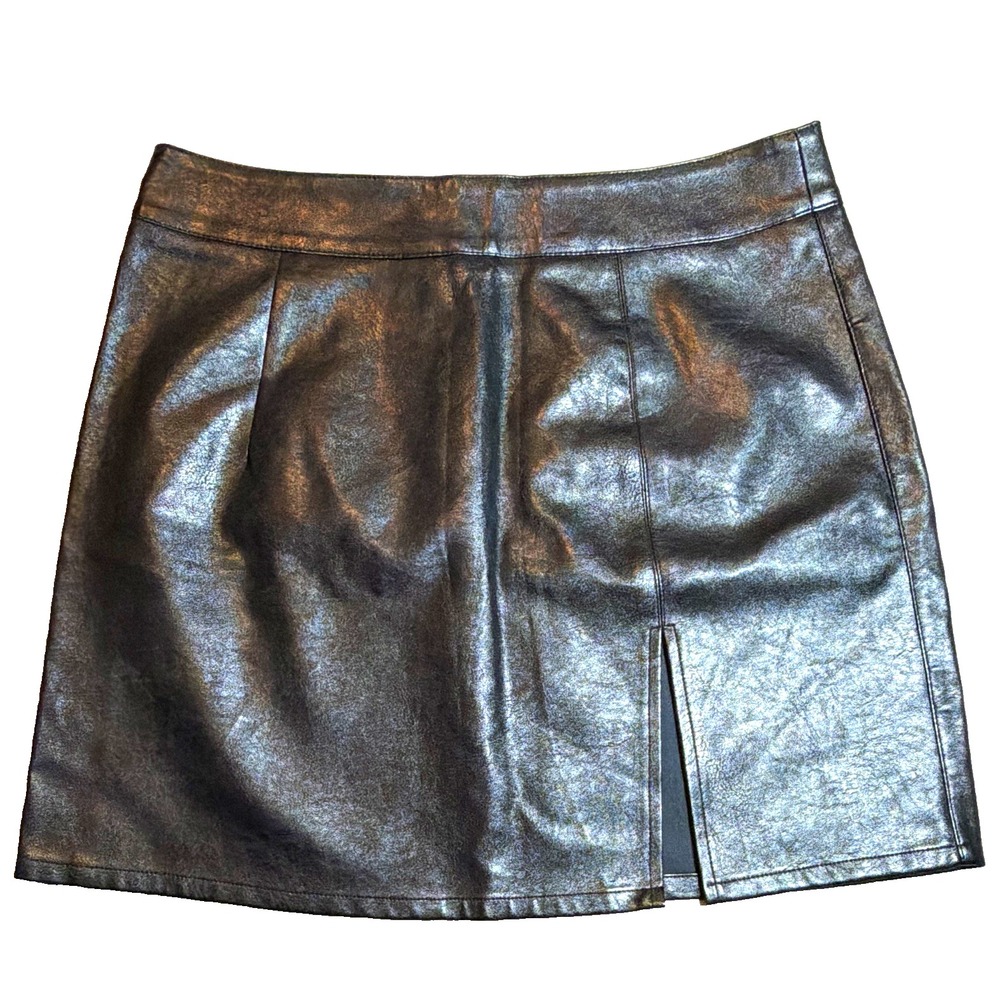 Lioness Women's M Black Faux Leather Mini Skirt High Waist Lined Zip